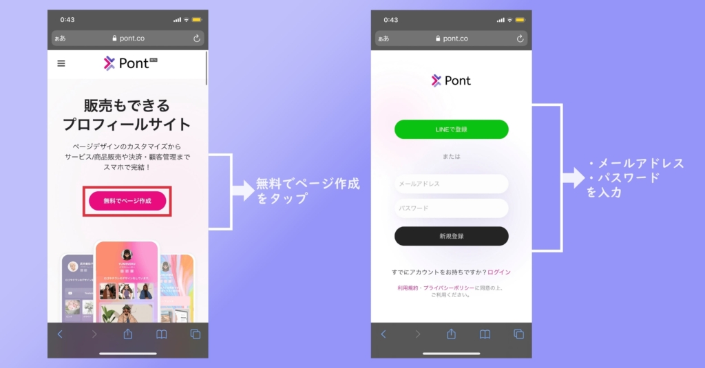 手順①新規登録を行うの画像